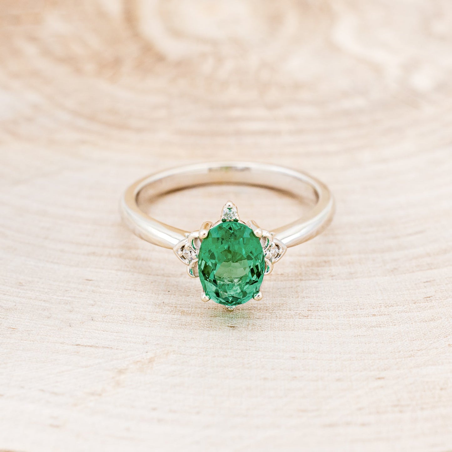 "Zella" - Lab-Grown Emerald Engagement Ring With Diamond Accents