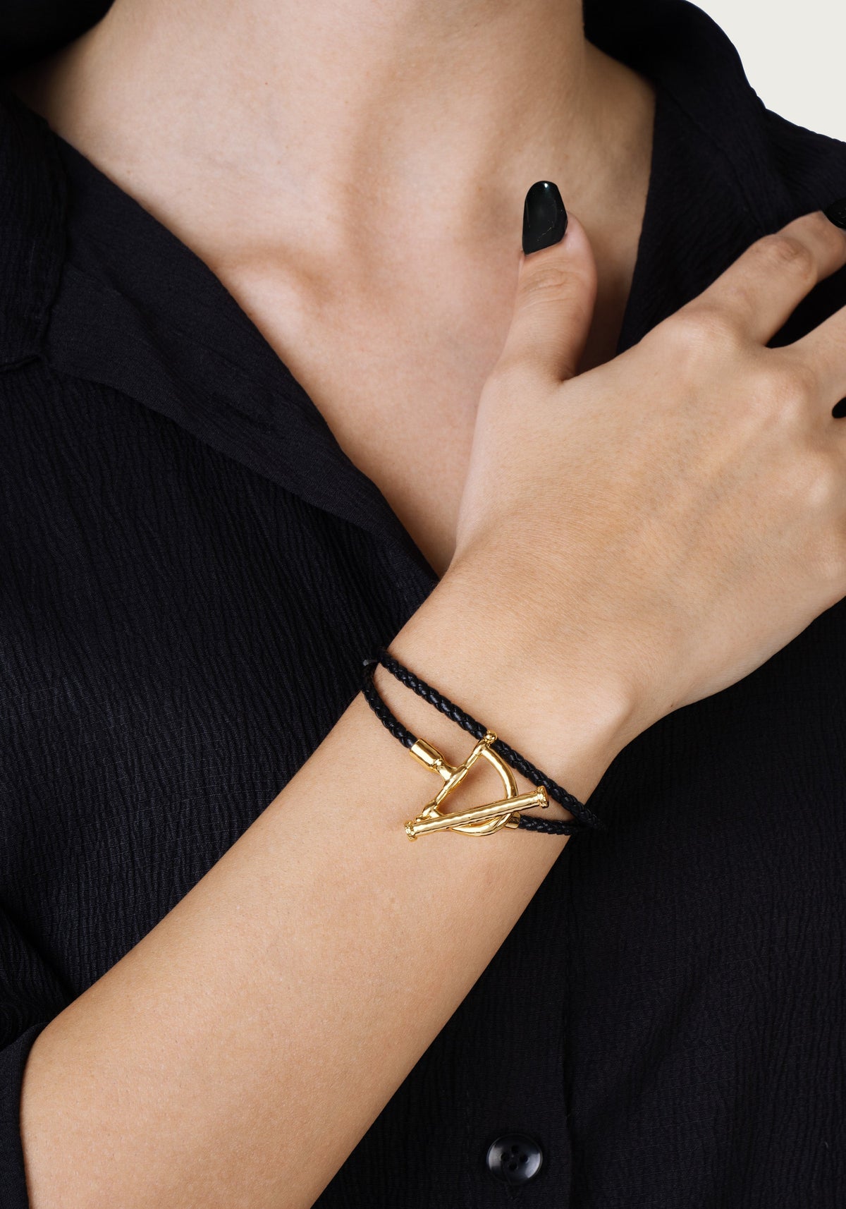 Cheval Leather Wrap Bracelet, Gold