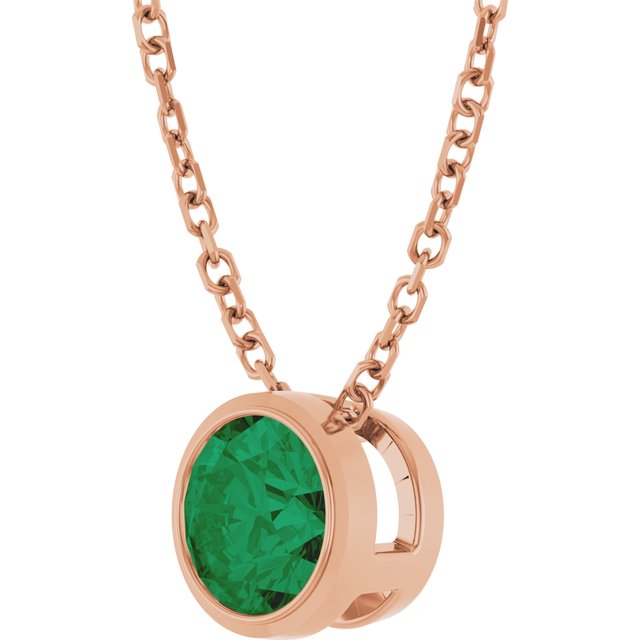 Modern Round Emerald Slide Pendant Necklace
