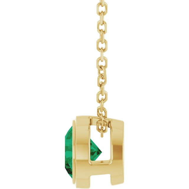 Modern Round Emerald Slide Pendant Necklace