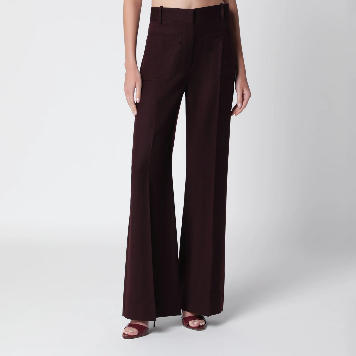 Victoria Beckham - Dark Acai purple virgin wool flannel trousers