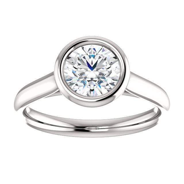 Olivia Ring - Round Moissanite Full Bezel Cathedral Band Solitaire Engagement Ring