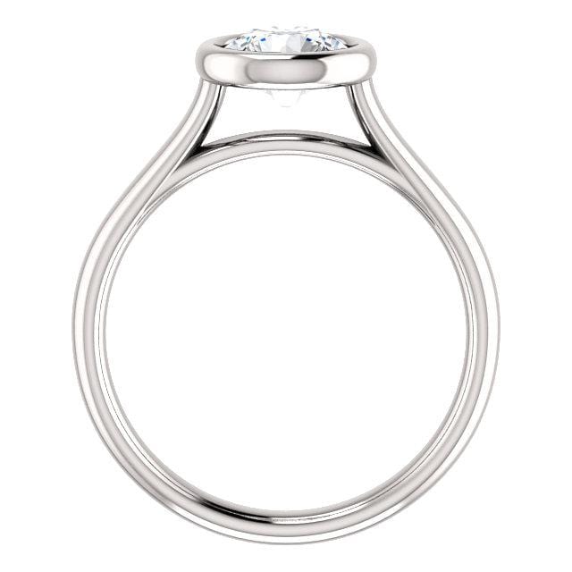 Olivia Ring - Round Moissanite Full Bezel Cathedral Band Solitaire Engagement Ring