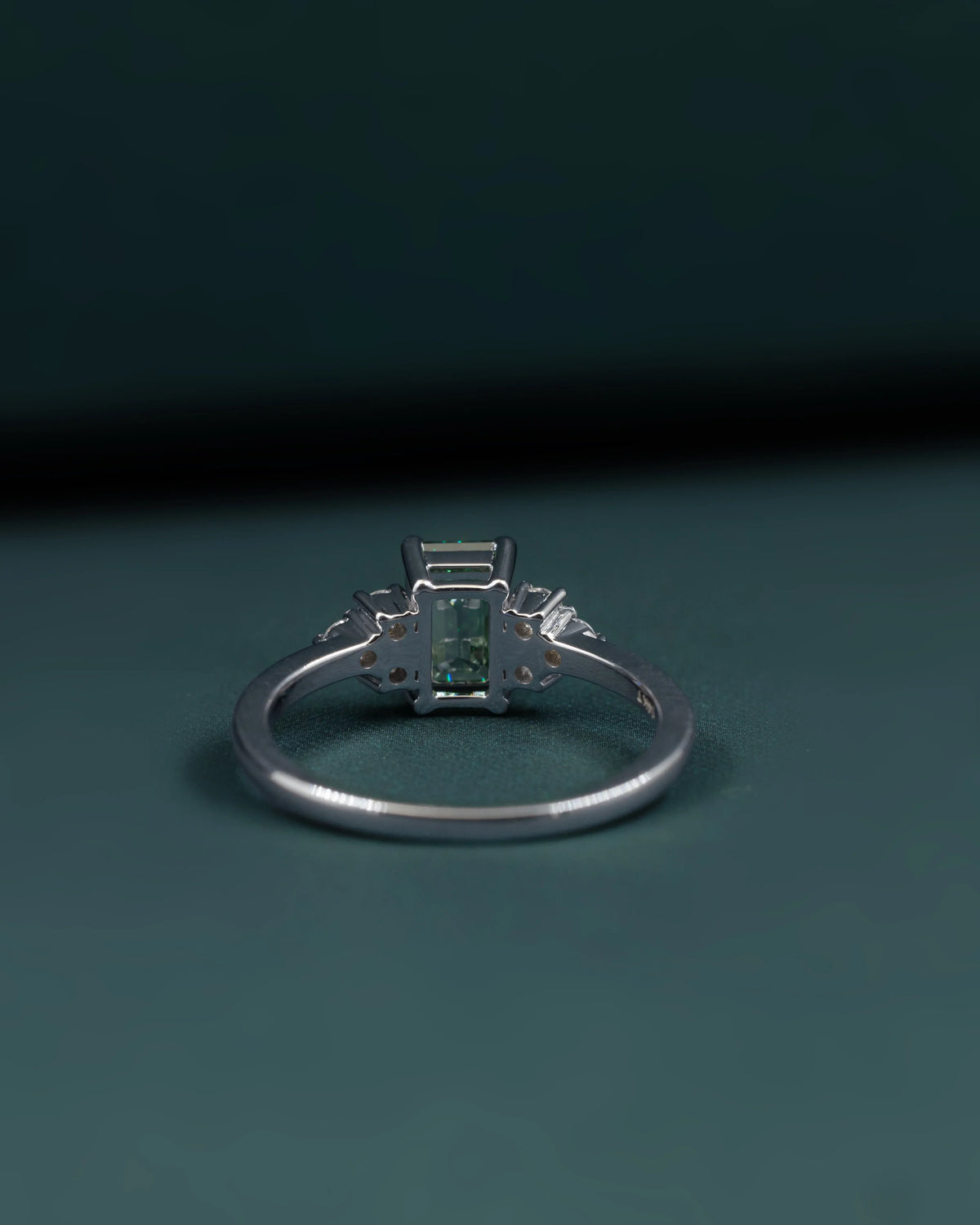 1.28 CTW Emerald & Pear Cut CVD Lab-Grown Diamond Three Stone Ring
