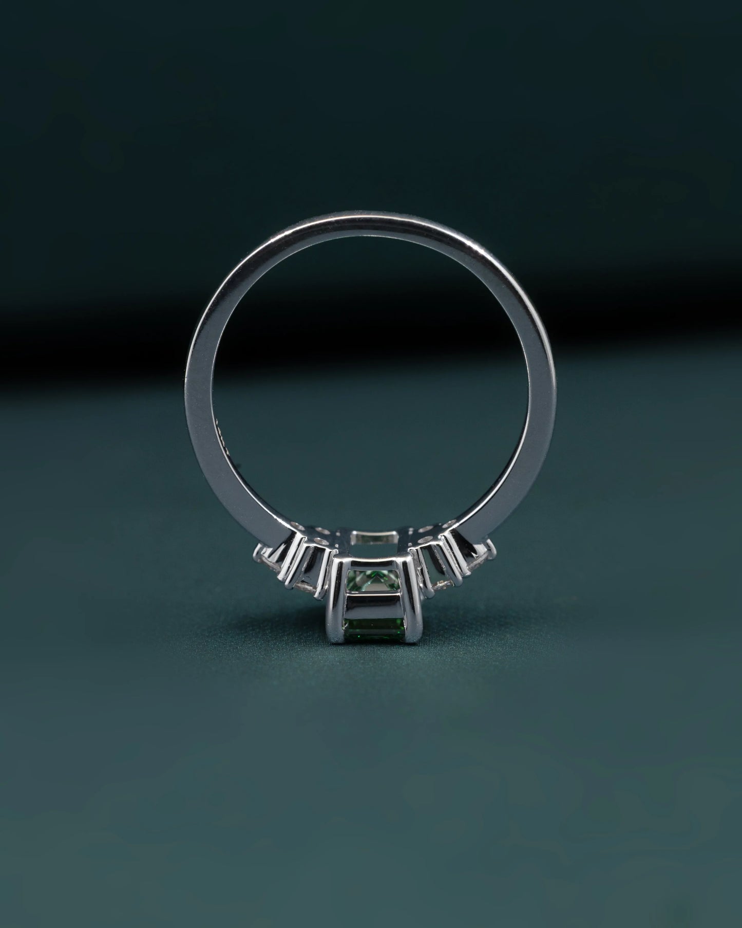 1.28 CTW Emerald & Pear Cut CVD Lab-Grown Diamond Three Stone Ring