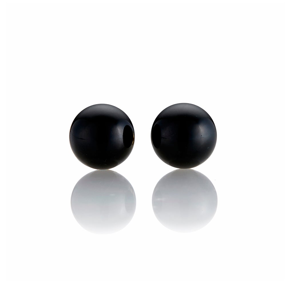 10mm Black Nephrite Jade Bead Earrings