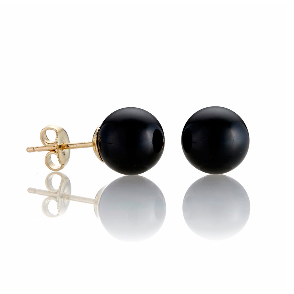 10mm Black Nephrite Jade Bead Earrings