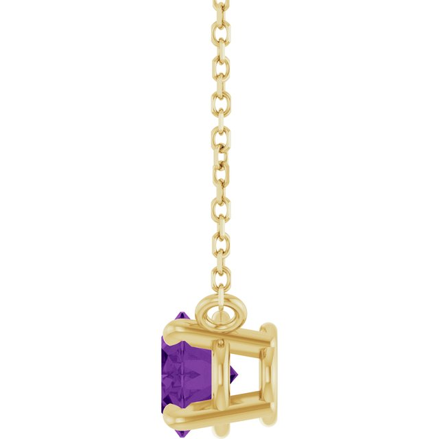 Oval Amethyst Prong Set Birthstone Pendant Necklace