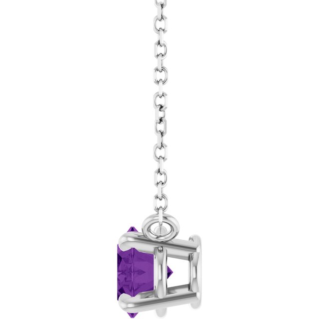 Oval Amethyst Prong Set Birthstone Pendant Necklace
