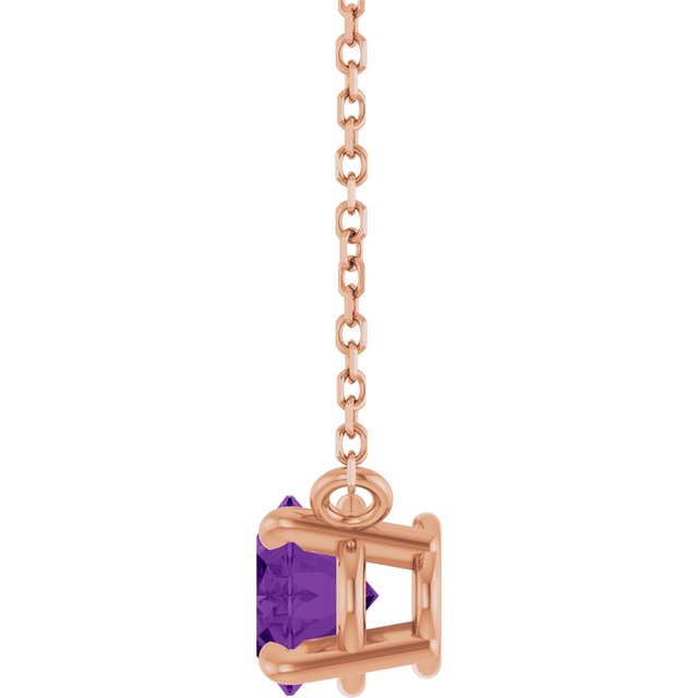 Oval Amethyst Prong Set Birthstone Pendant Necklace