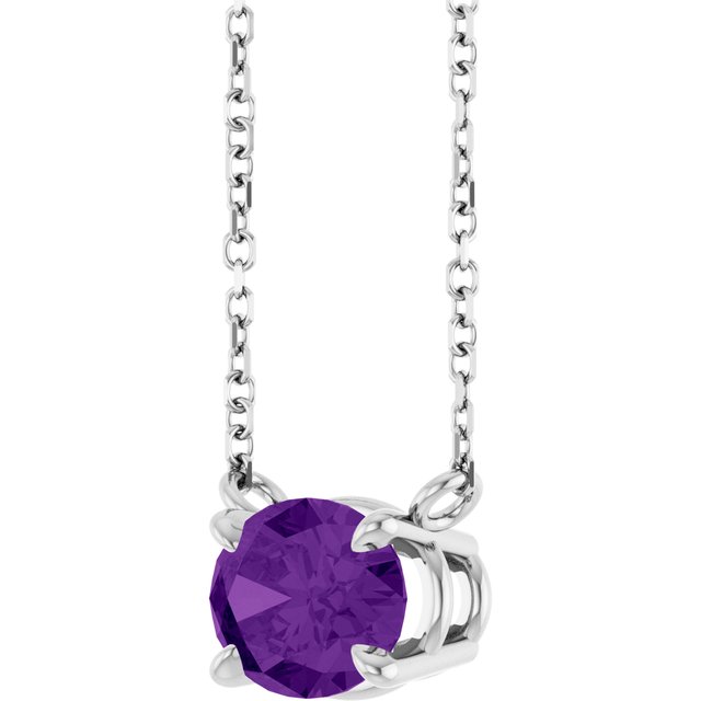 Oval Amethyst Prong Set Birthstone Pendant Necklace