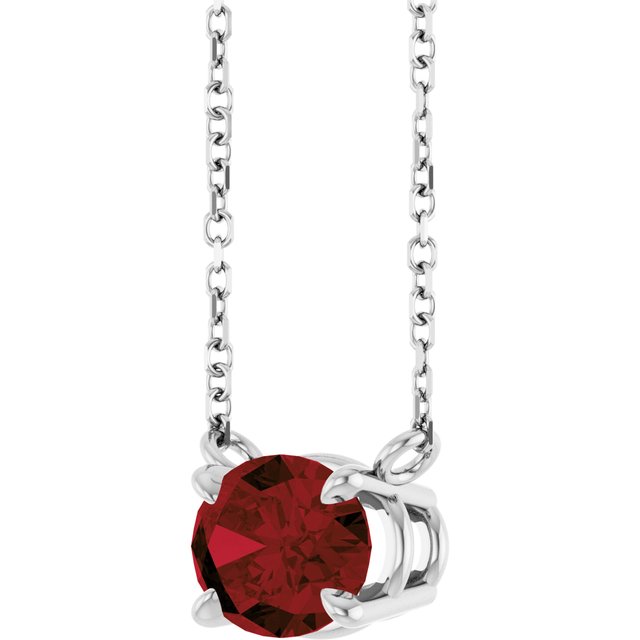 Oval Garnet Prong Set Birthstone Pendant Necklace