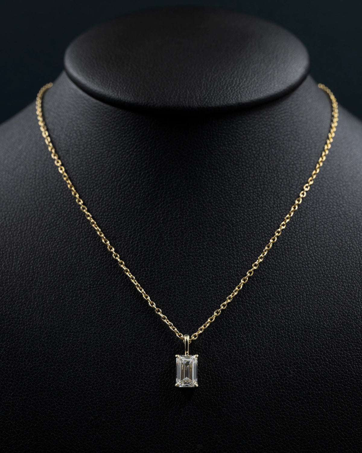 1.09 CT Emerald Cut Lab-Grown Diamond Solitaire Pendant Necklace