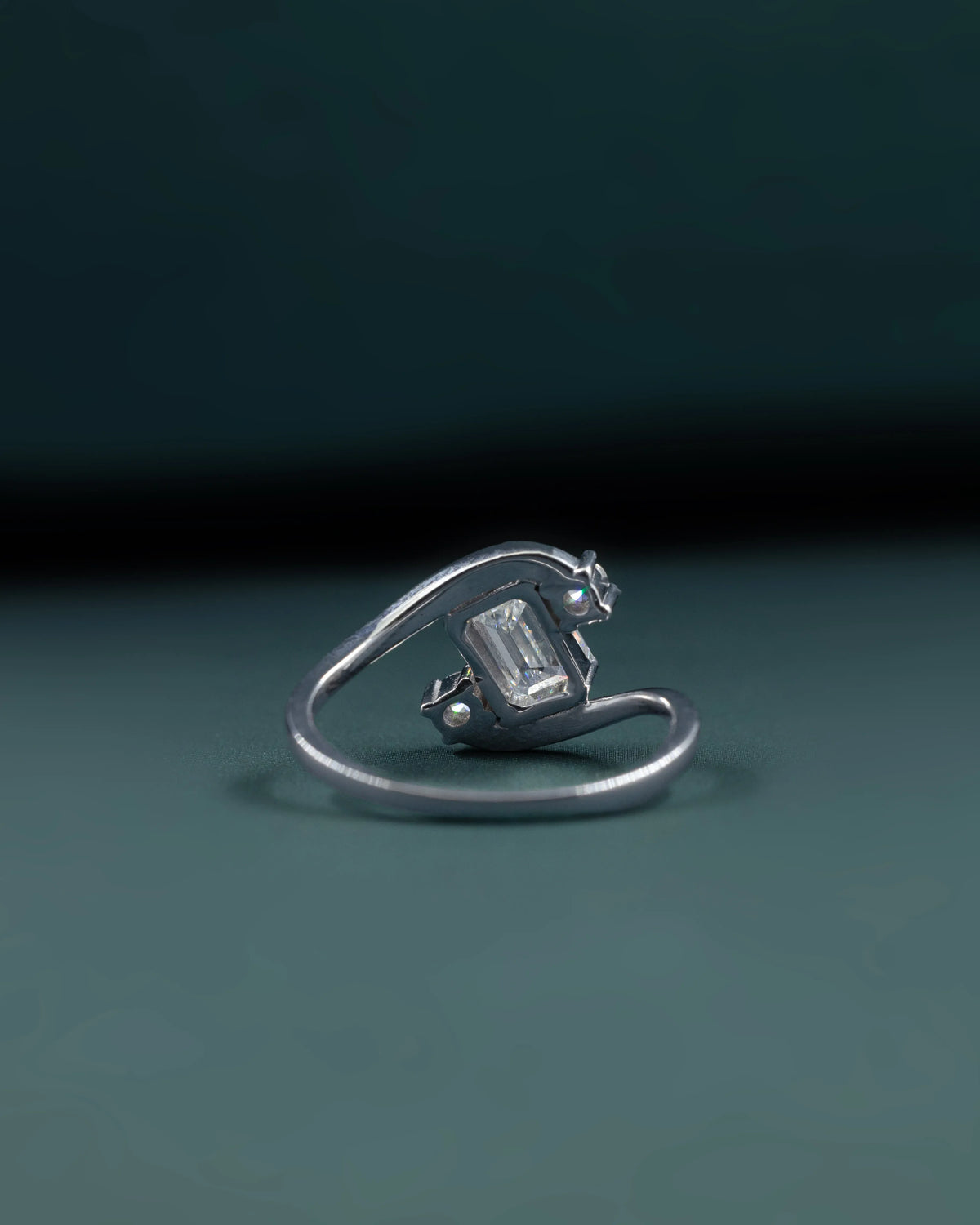 1.12 CTW Emerald Cut Lab-Grown Diamond Curved Bypass Ring