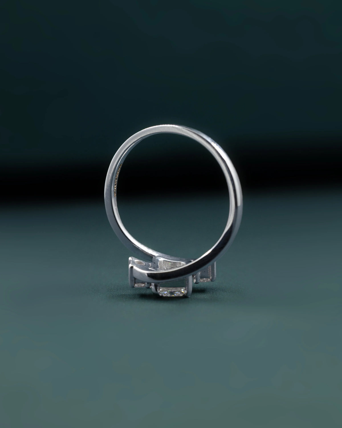 1.12 CTW Emerald Cut Lab-Grown Diamond Curved Bypass Ring