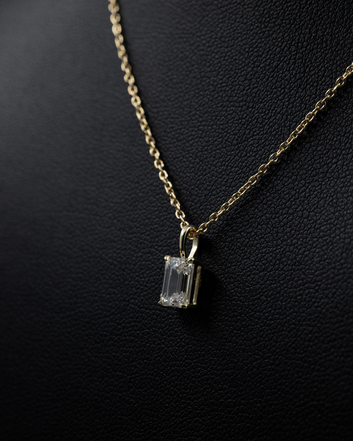 1.09 CT Emerald Cut Lab-Grown Diamond Solitaire Pendant Necklace