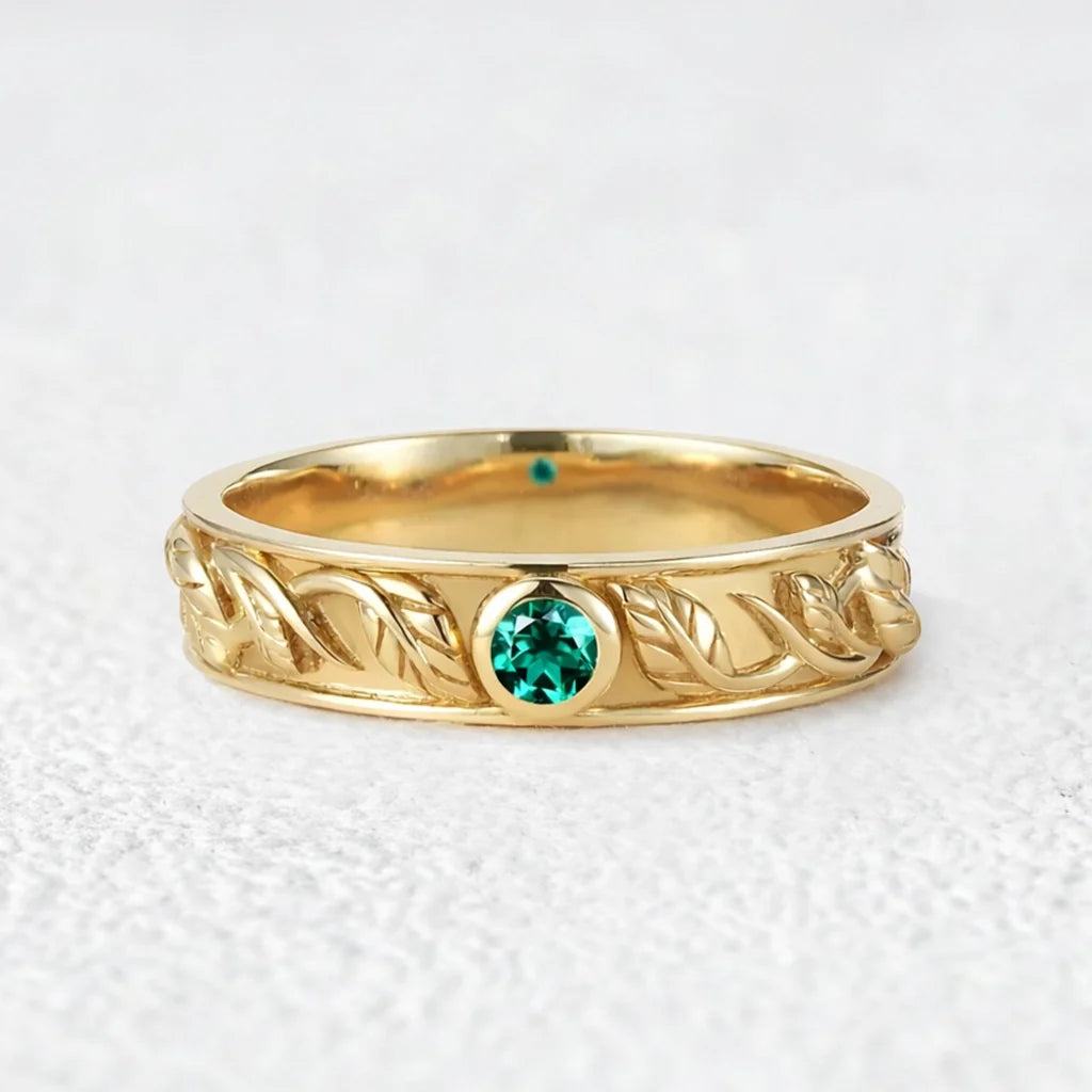 Asher Ivy | Emerald Men's Wedding Band
