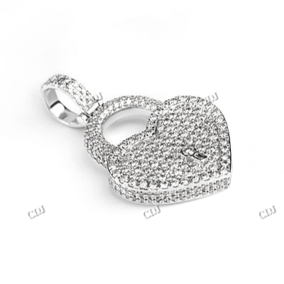 New Arrival Lock Hart Shape Iced Out Moissanite Silver Pendant