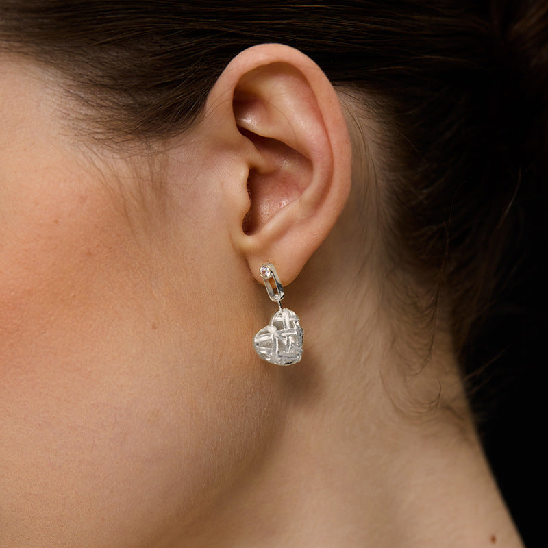 Heart Pearl Asymmetrical Earrings