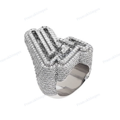 Fully Iced Out Moissanite Diamond 4 Design Ring