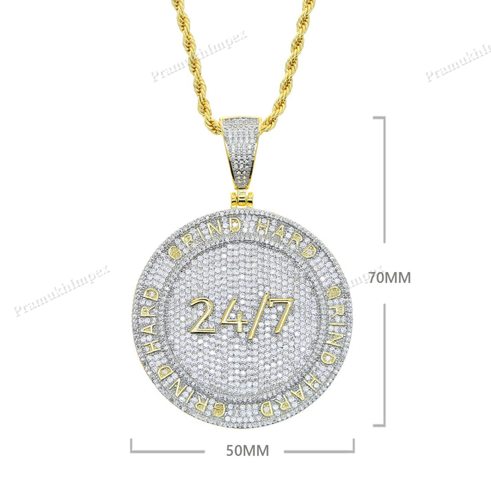 Iced 24/7 Round Moissanite Silver Pendant