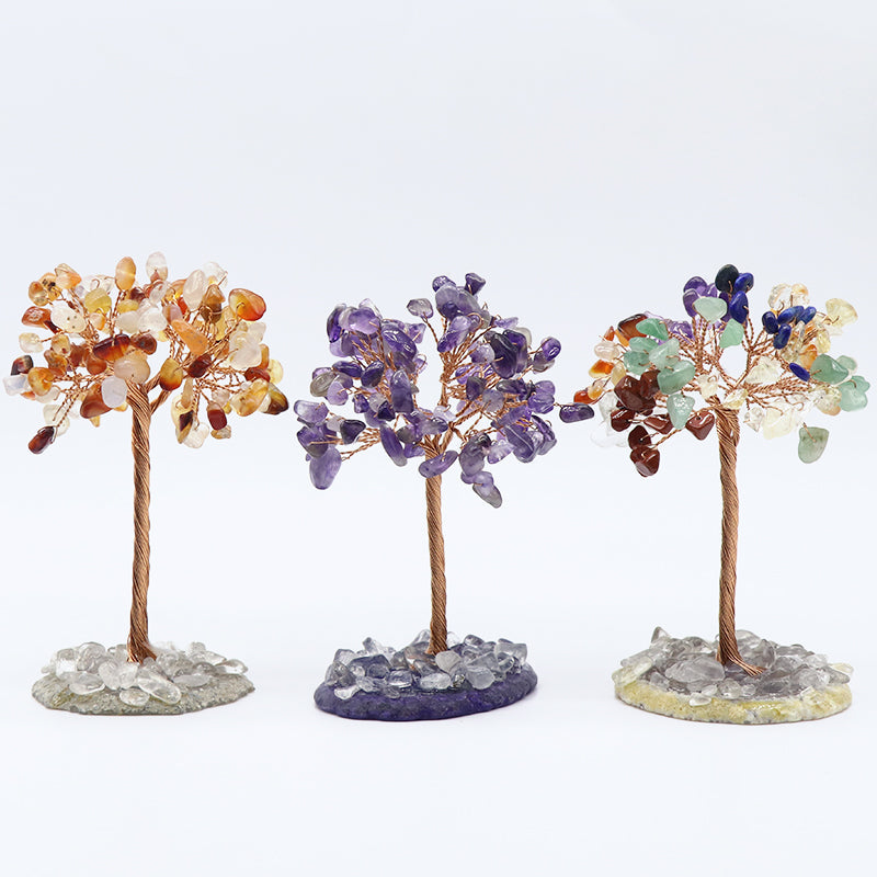 Crystal Tree of Life Decor - Home Feng Shui Decor - Natural Gemstone Bonsai Tree Figurine - New!
