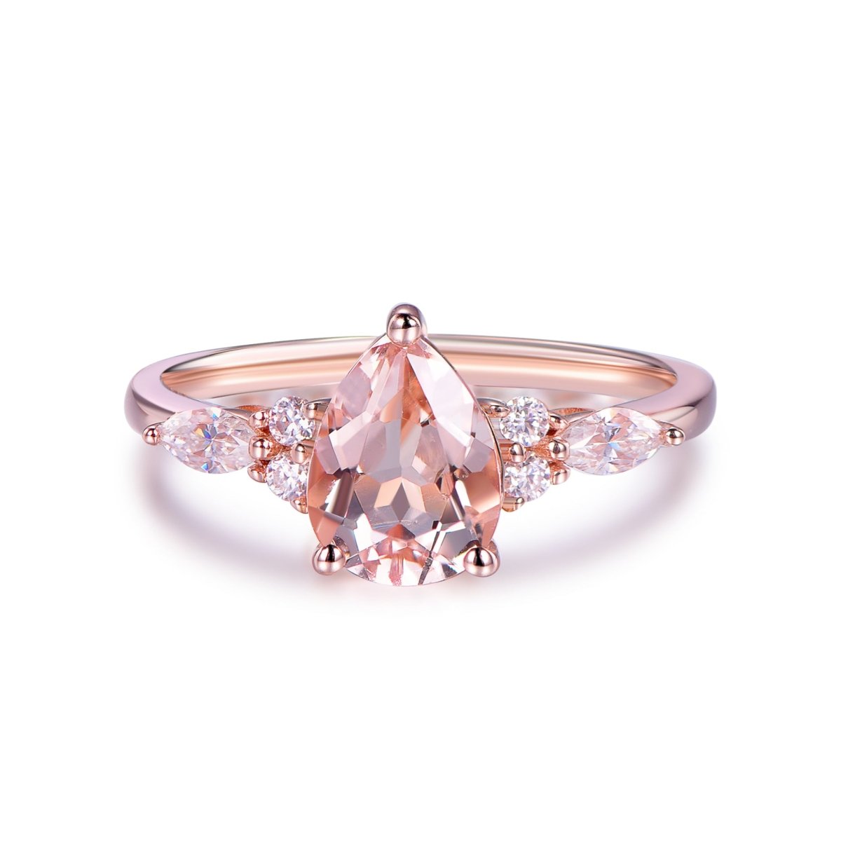 2 Carat Pear Morganite  Moissanite Engagement Ring 14K Gold