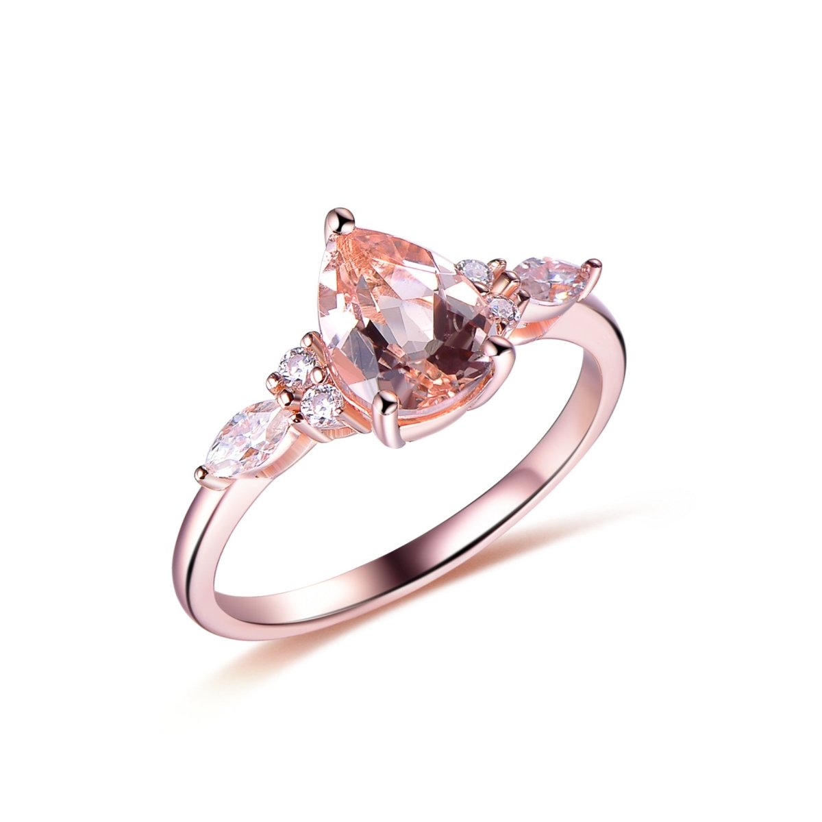 2 Carat Pear Morganite  Moissanite Engagement Ring 14K Gold