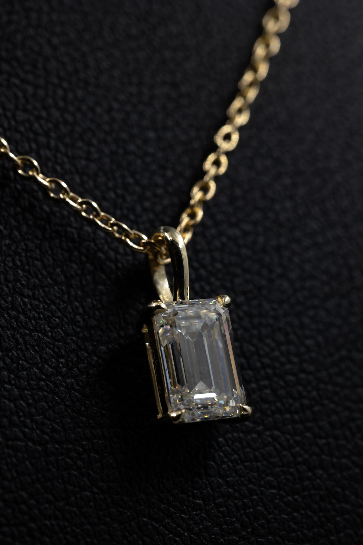 1.09 CT Emerald Cut Lab-Grown Diamond Solitaire Pendant Necklace