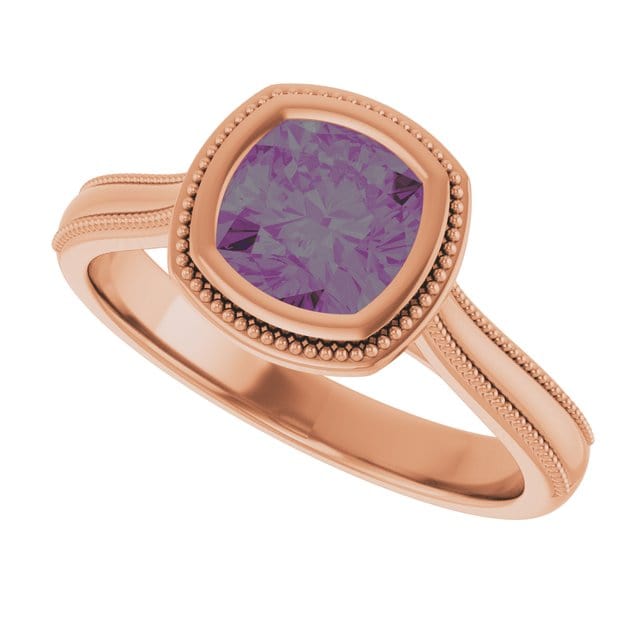 Miley Milgrain Bezel Set Solitaire Cathedral Engagement Ring - Setting only