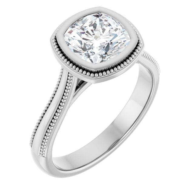 Miley Milgrain Bezel Set Solitaire Cathedral Engagement Ring - Setting only