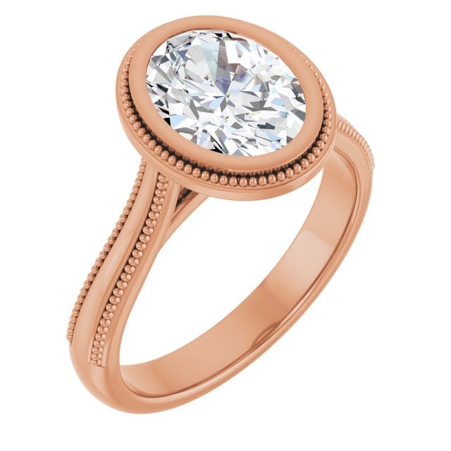 Miley Milgrain Bezel Set Solitaire Cathedral Engagement Ring - Setting only
