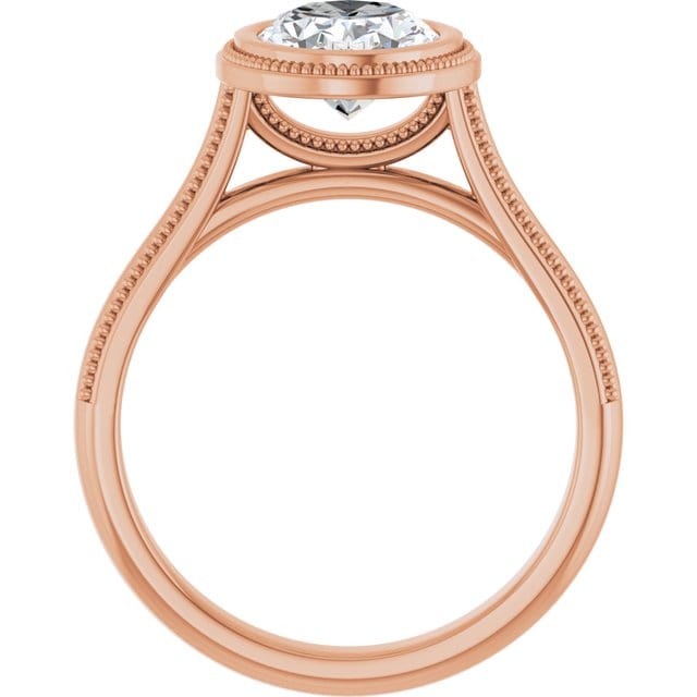 Miley Milgrain Bezel Set Solitaire Cathedral Engagement Ring - Setting only