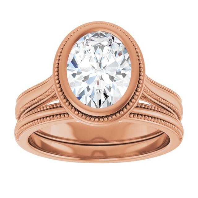 Miley Milgrain Bezel Set Solitaire Cathedral Engagement Ring - Setting only