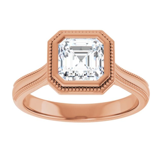 Miley Milgrain Bezel Set Solitaire Cathedral Engagement Ring - Setting only