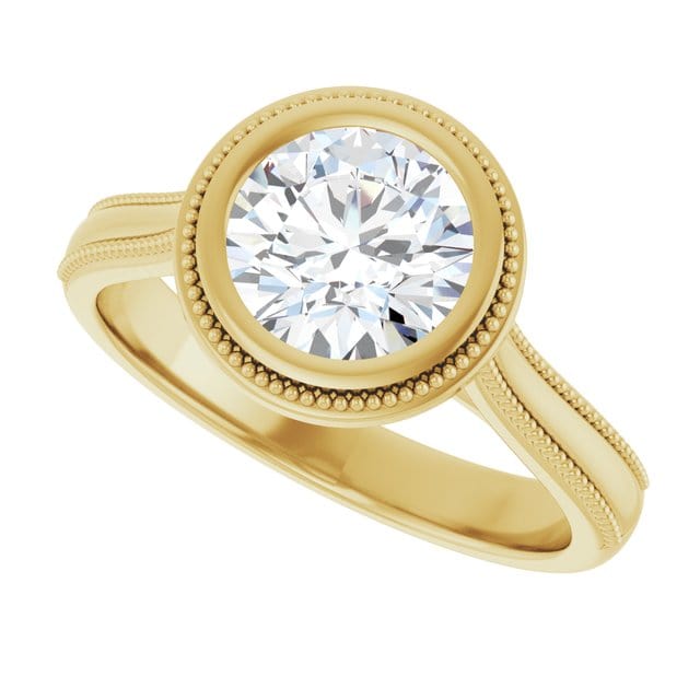 Miley Milgrain Bezel Set Solitaire Cathedral Engagement Ring - Setting only