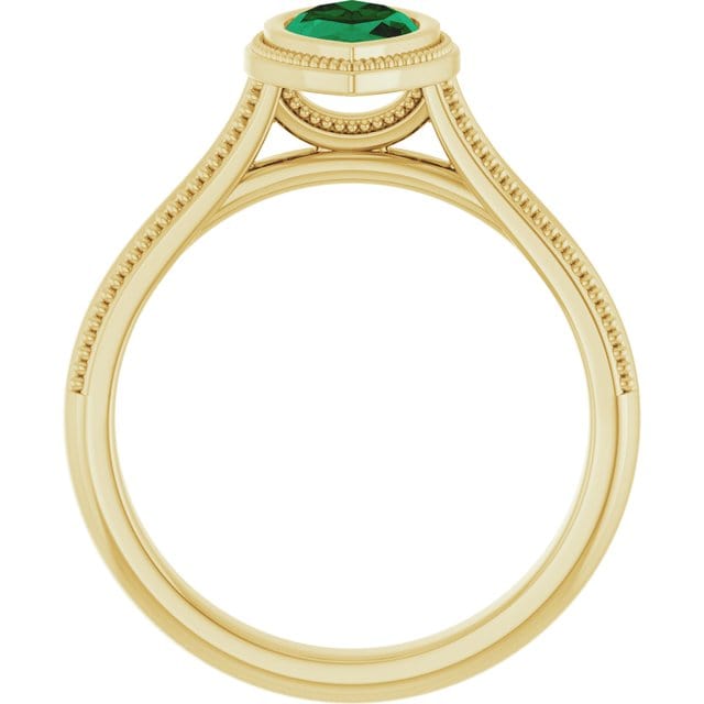 Miley Milgrain Bezel Set Solitaire Cathedral Engagement Ring - Setting only