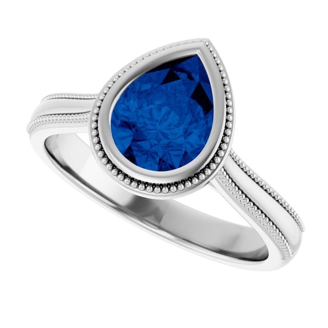 Miley Milgrain Bezel Set Solitaire Cathedral Engagement Ring - Setting only