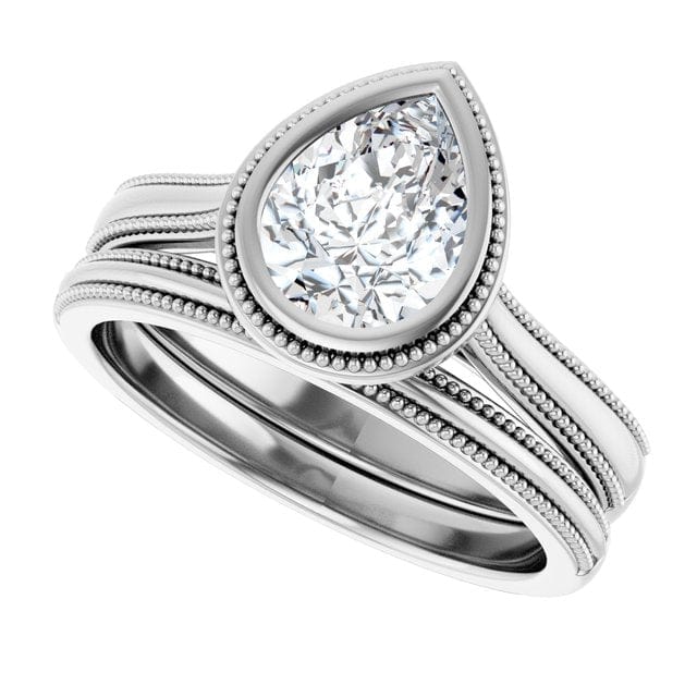 Miley Milgrain Bezel Set Solitaire Cathedral Engagement Ring - Setting only