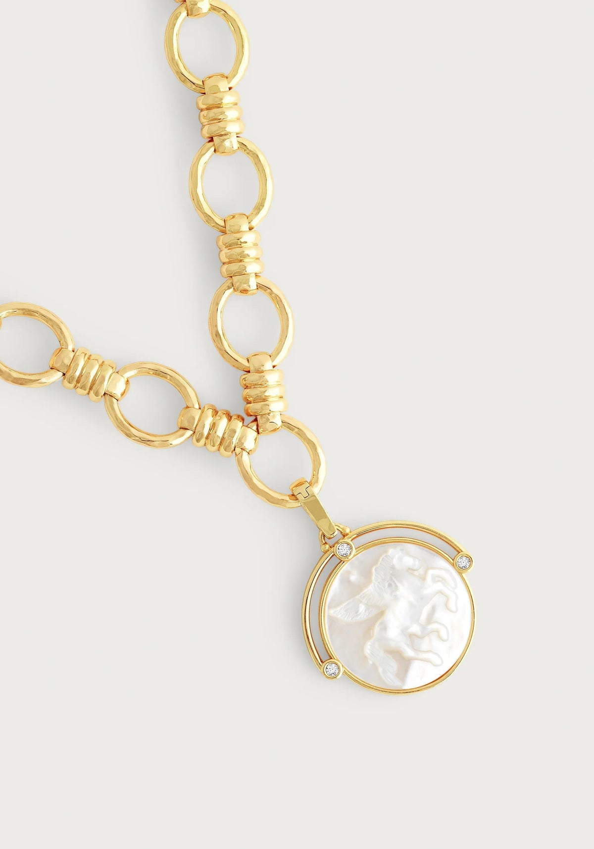 Pegasus Mother of Pearl Coin Charm