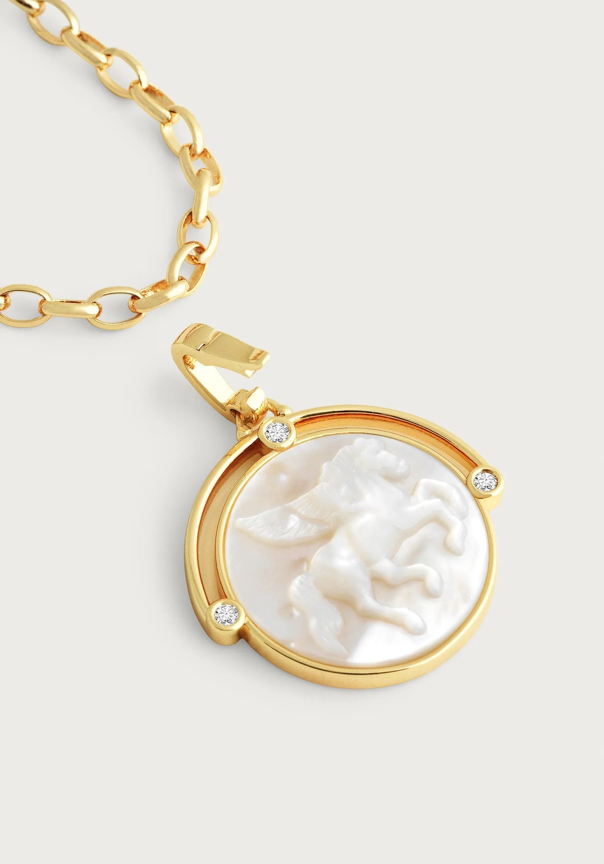 Pegasus Mother of Pearl Coin Charm