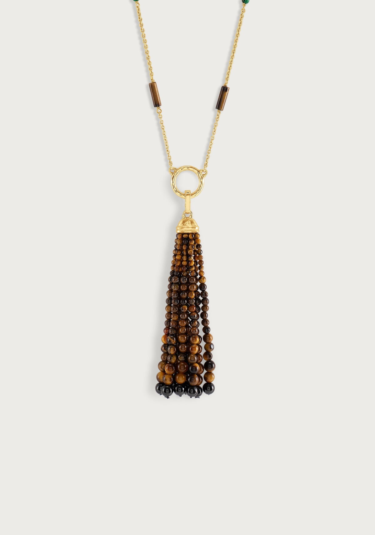Forza Tassel Pendant, Tigers Eye and Black Onyx