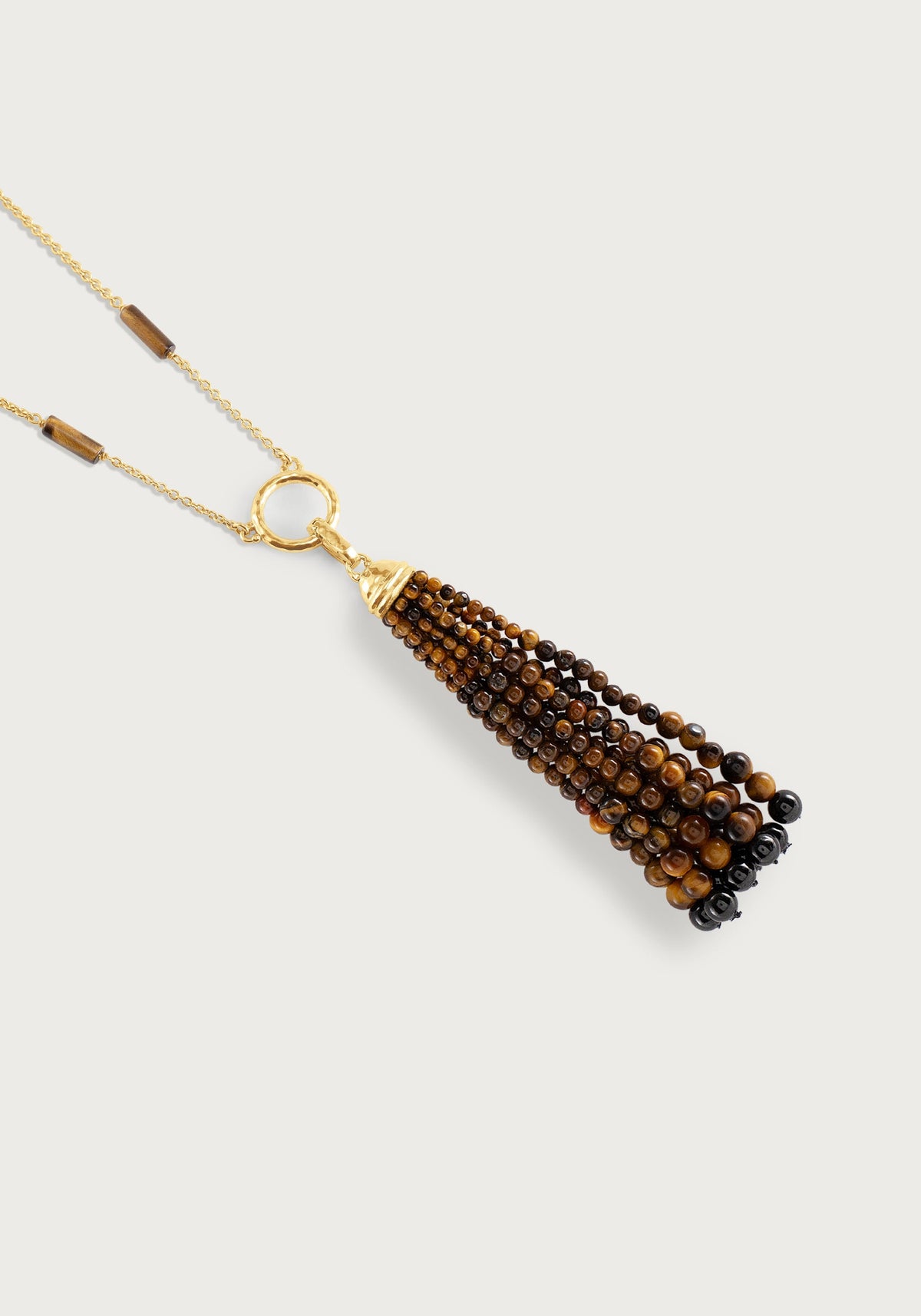 Forza Tassel Pendant, Tigers Eye and Black Onyx