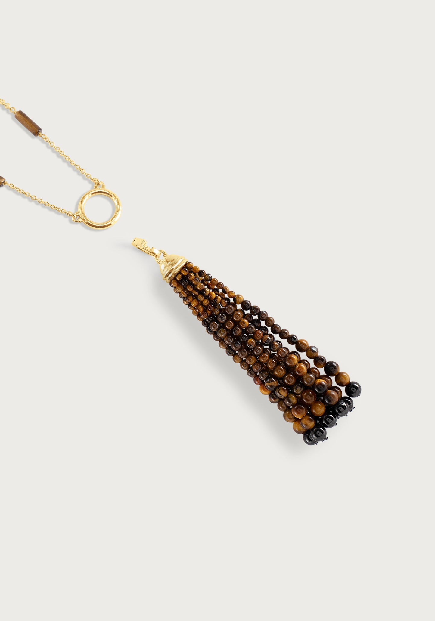 Forza Tassel Pendant, Tigers Eye and Black Onyx