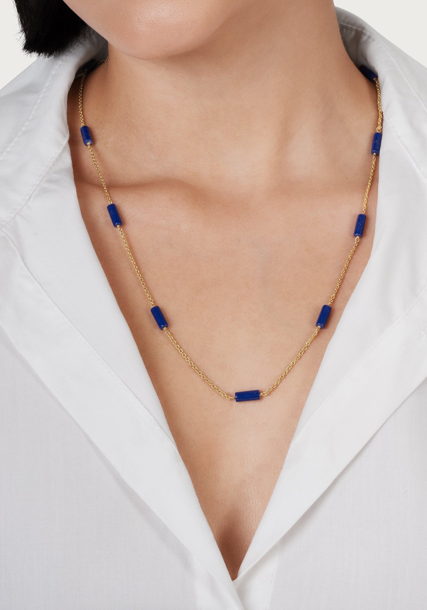 Forza Long Lapis Chain Necklace