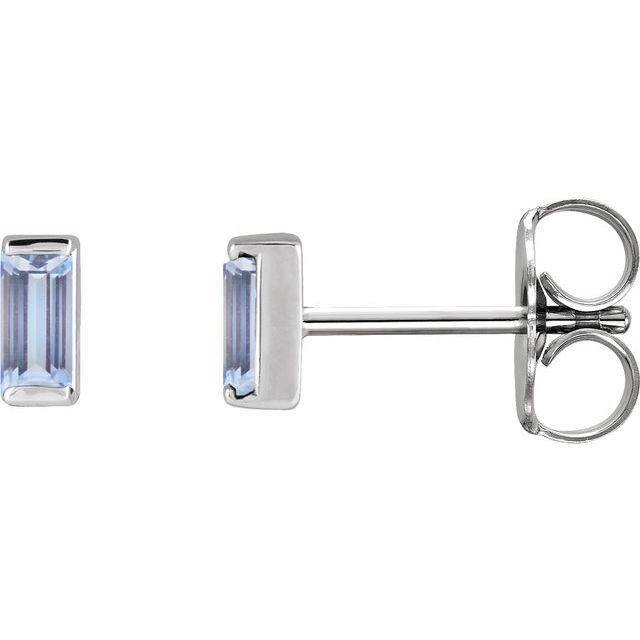 Channel-set Baguette Tanzanite Gold or Platinum Stud Earrings