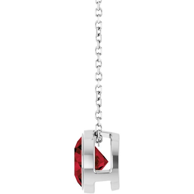 Round Garnet Sterling Silver Slide Pendant Necklace