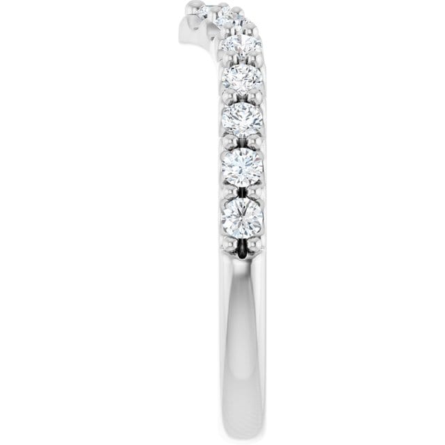 Vivian Wide Band - V-Shape Contoured Accented Diamond or Moissanite Wedding Ring