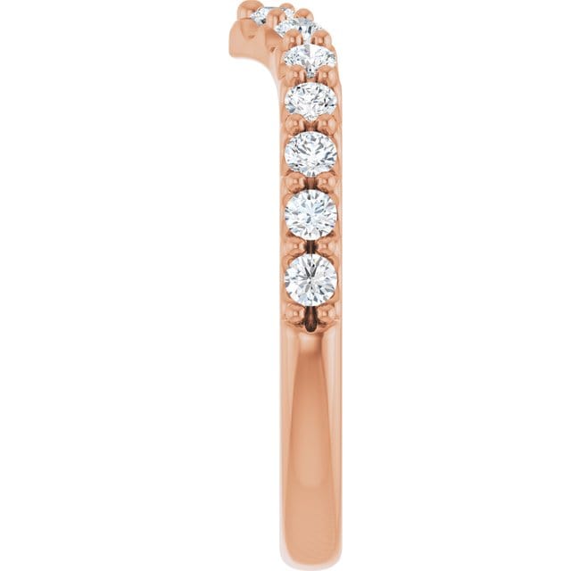 Vivian Wide Band - V-Shape Contoured Accented Diamond or Moissanite Wedding Ring