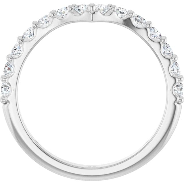 Vivian Wide Band - V-Shape Contoured Accented Diamond or Moissanite Wedding Ring
